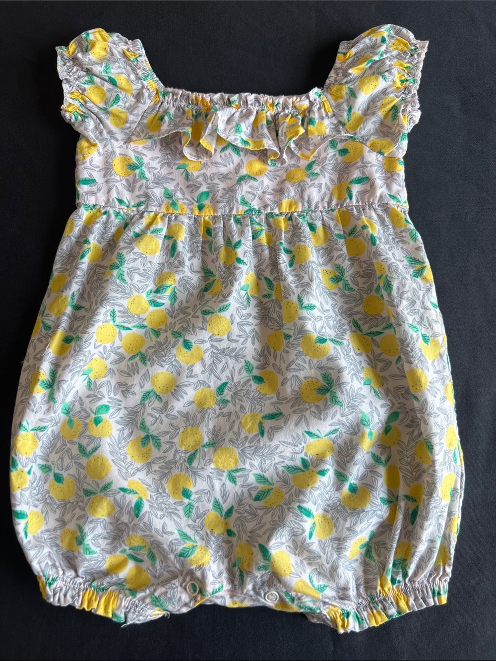 First Impressions White Yellow Green Lemon Print Baby One-Piece Bodysuit